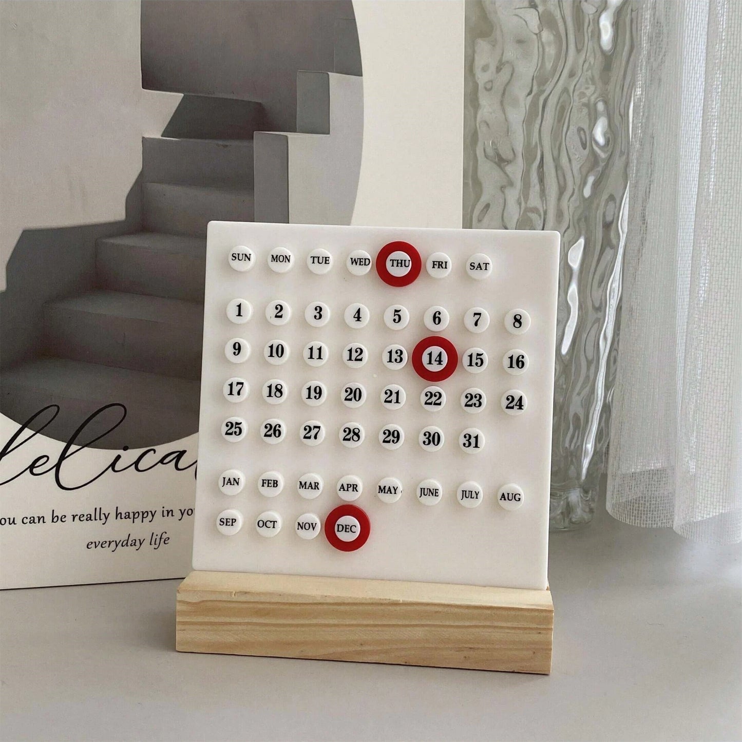 Perpetual small board desk calendar
