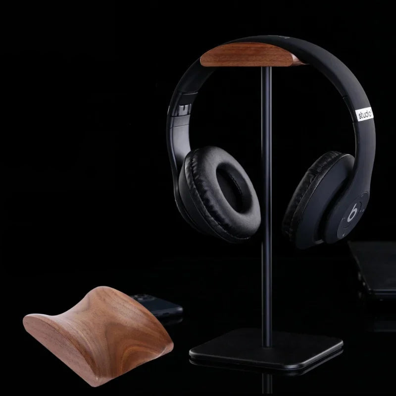 Wooden headphone headset stand