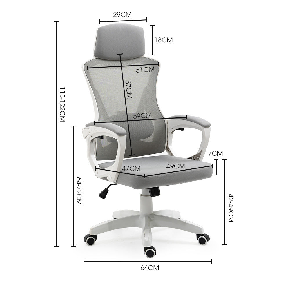 Classic ergonomic mesh office chair – Light grey