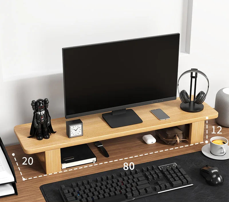 Solid large wooden computer monitor stand