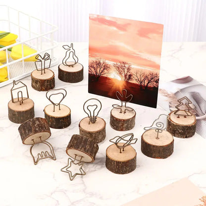 Wooden memo paper clip holder