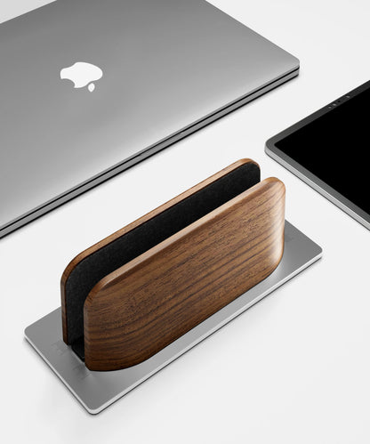Solid walnut wood laptop docking stand