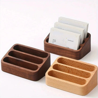 Wooden business cards organiser