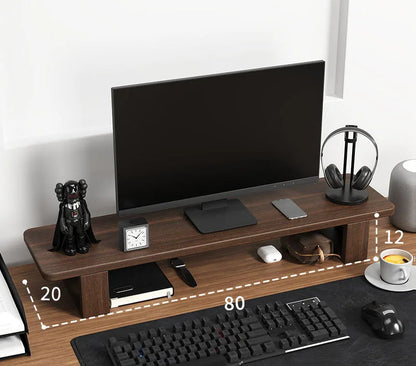 Solid large wooden computer monitor stand