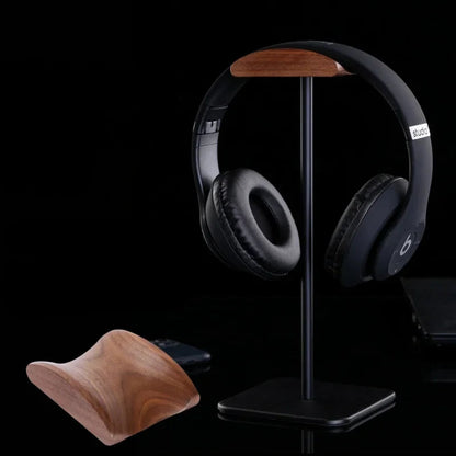Wooden headphone headset stand