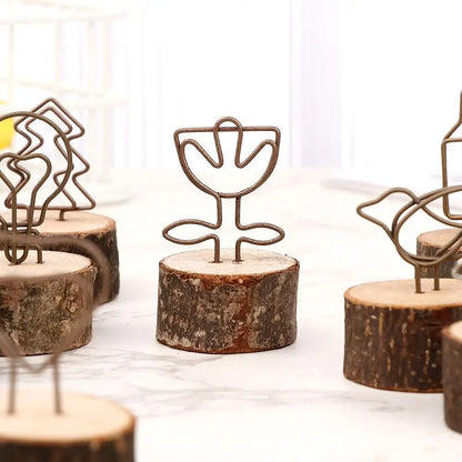 Wooden memo paper clip holder