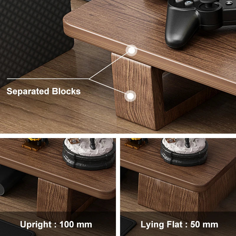 Solid large wooden computer monitor stand