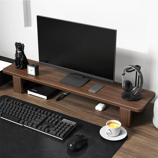 Solid large wooden computer monitor stand