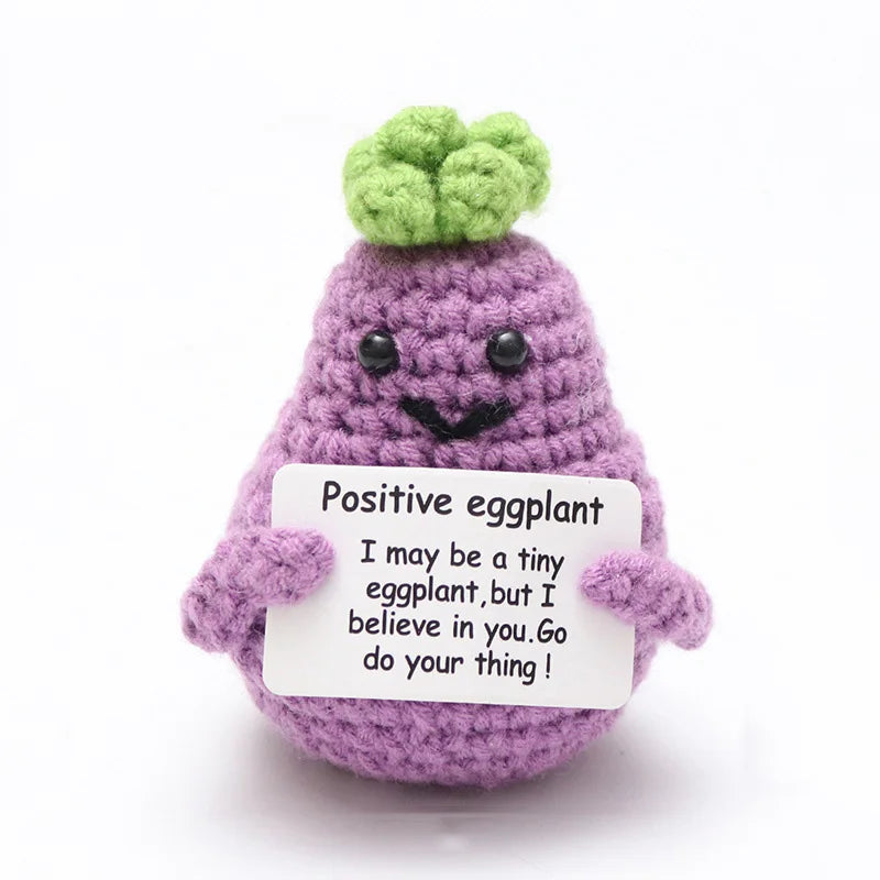 Cute knitted crochet positive motivational plushies