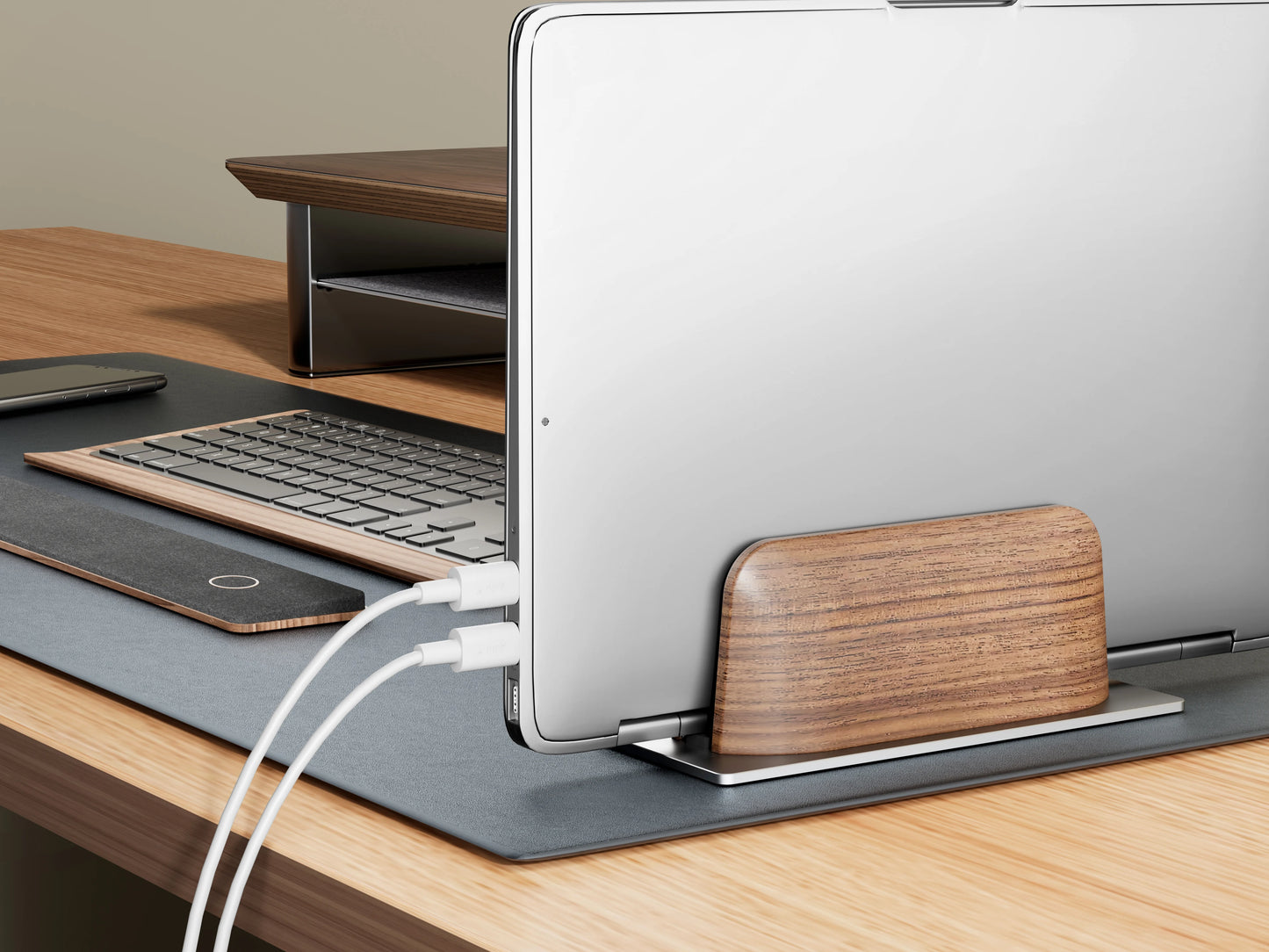 Solid walnut wood laptop docking stand