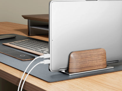 Solid walnut wood laptop docking stand