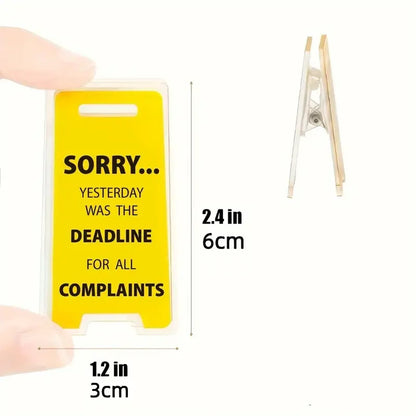 Funny desk warning sign paper clip decoration