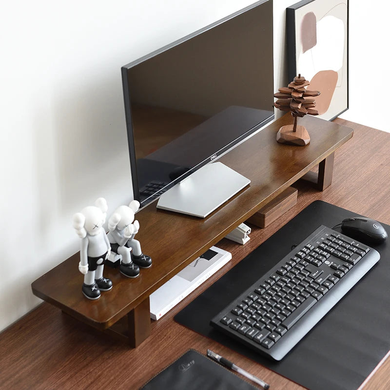 Solid large wooden computer monitor stand