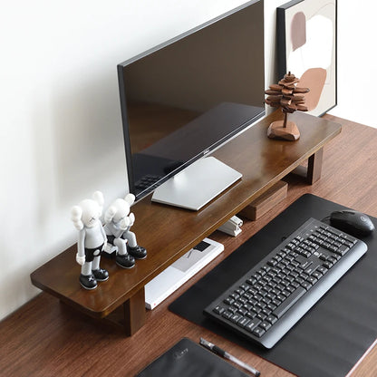 Solid large wooden computer monitor stand