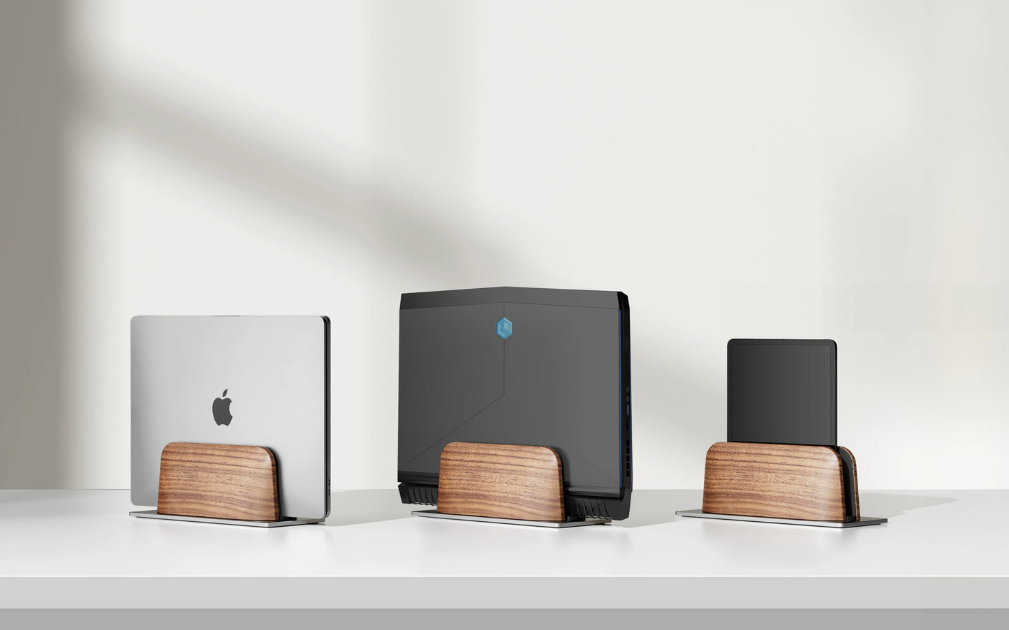 Solid walnut wood laptop docking stand