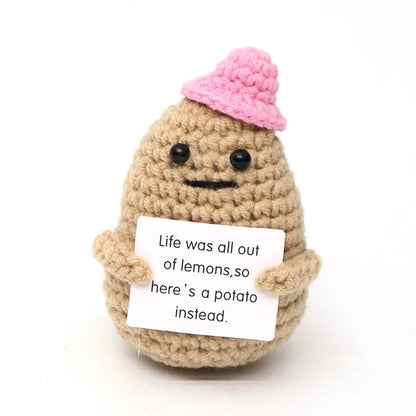 Cute knitted crochet positive motivational plushies