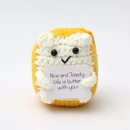 Cute knitted crochet positive motivational plushies