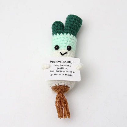 Cute knitted crochet positive motivational plushies