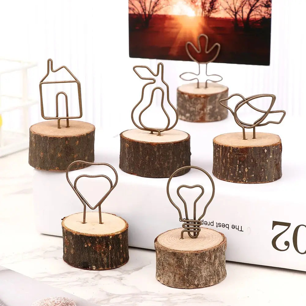 Wooden memo paper clip holder