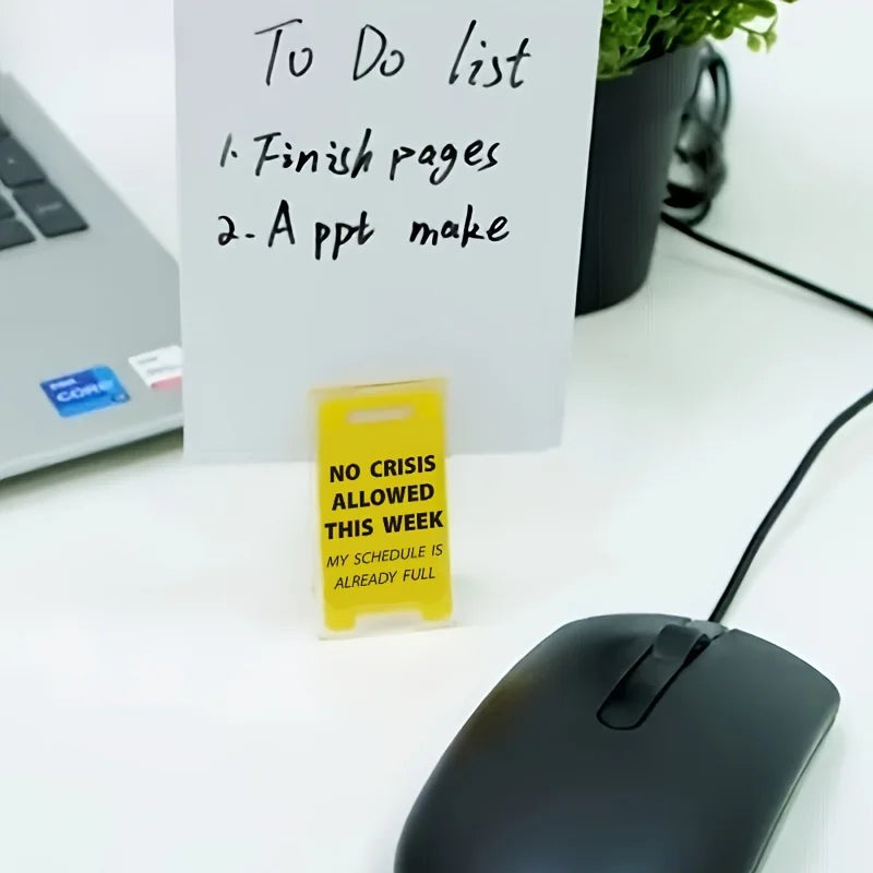 Funny desk warning sign paper clip decoration