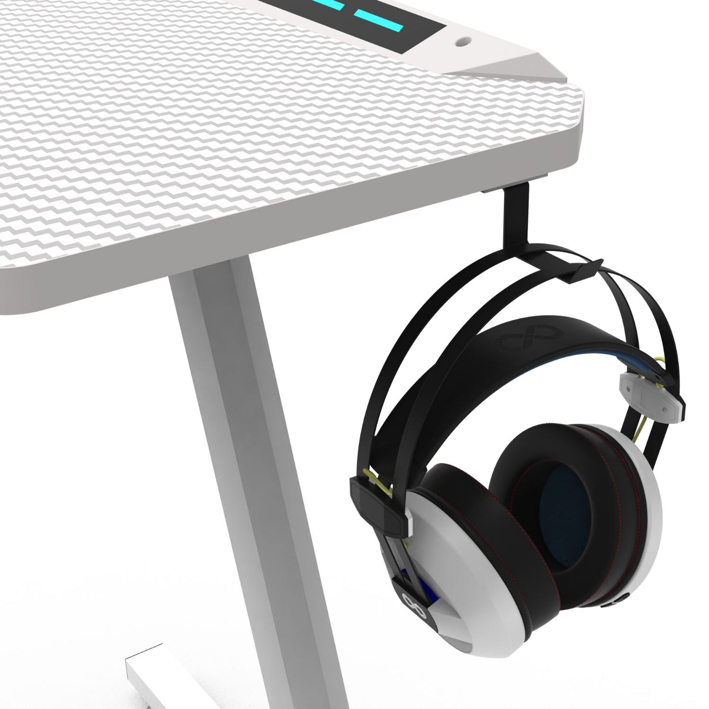 RGB lights Z-shaped gaming desk – White