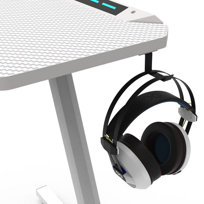 RGB lights Z-shaped gaming desk – White