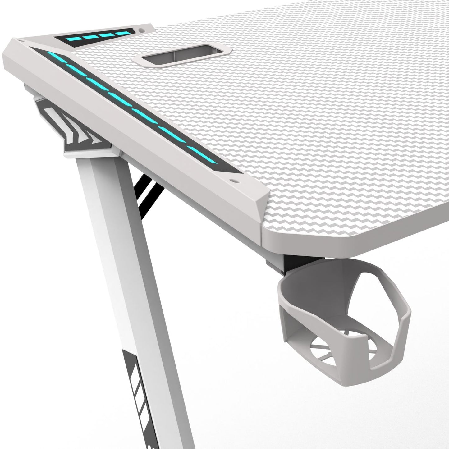 RGB lights Z-shaped gaming desk – White