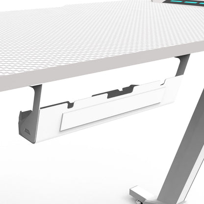 RGB lights Z-shaped gaming desk – White
