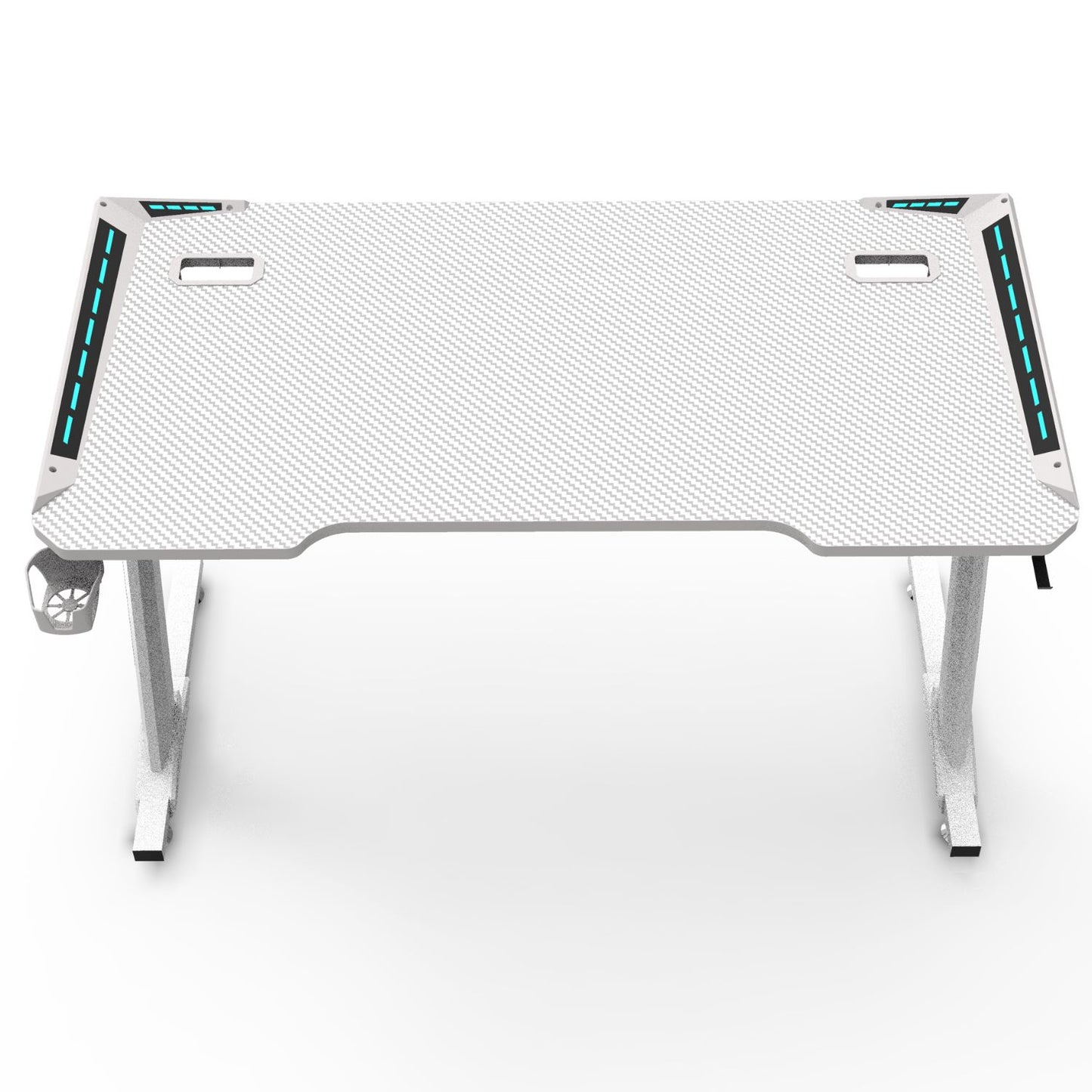 RGB lights Z-shaped gaming desk – White