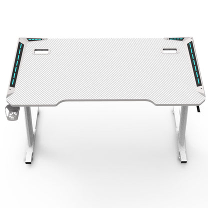 RGB lights Z-shaped gaming desk – White