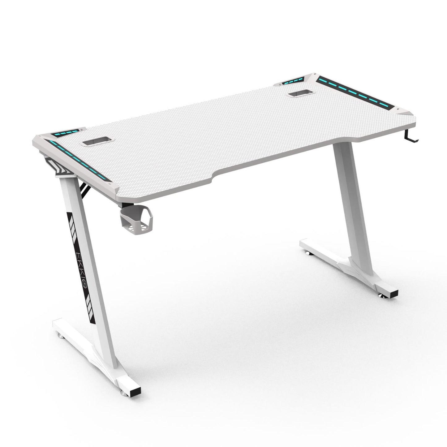 RGB lights Z-shaped gaming desk – White