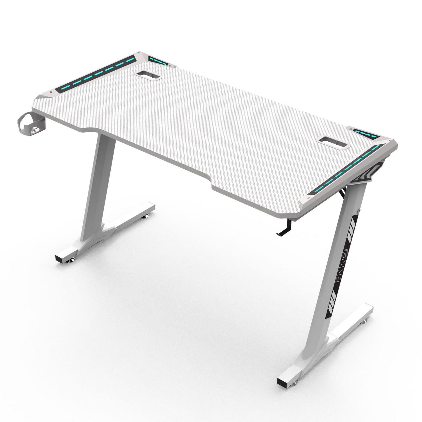 RGB lights Z-shaped gaming desk – White