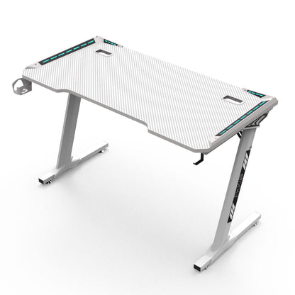 RGB lights Z-shaped gaming desk – White