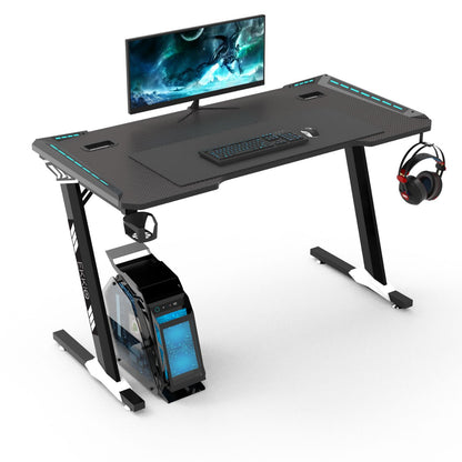 RGB lights Z-shaped gaming desk – Black
