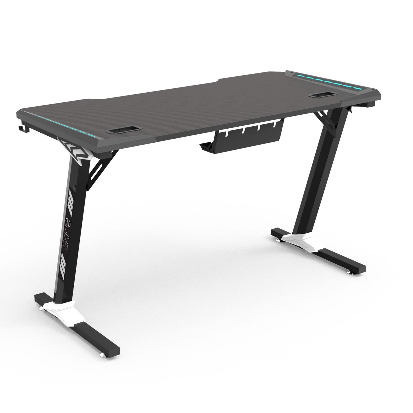 RGB lights Z-shaped gaming desk – Black
