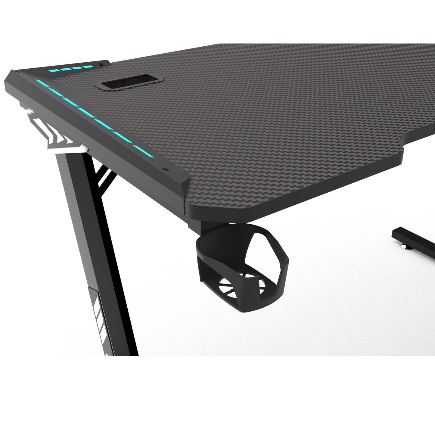 RGB lights Z-shaped gaming desk – Black