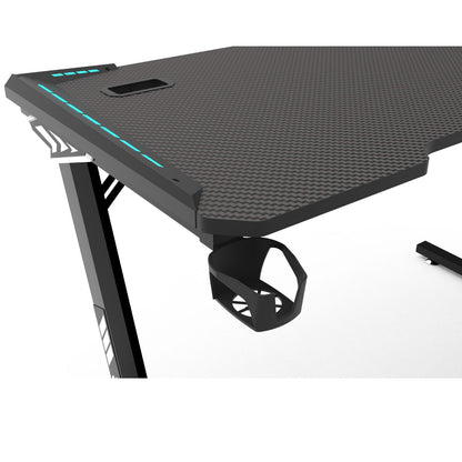 RGB lights Z-shaped gaming desk – Black