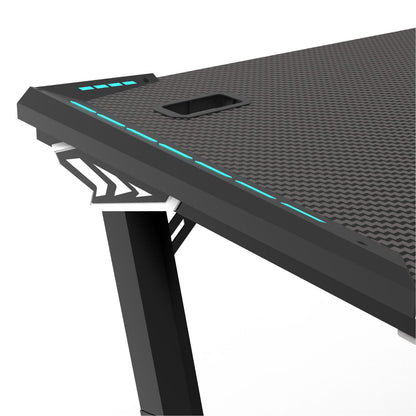 RGB lights Z-shaped gaming desk – Black