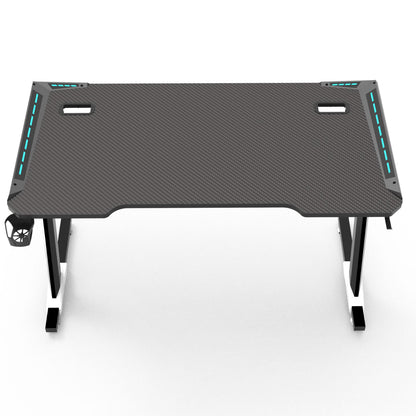 RGB lights Z-shaped gaming desk – Black