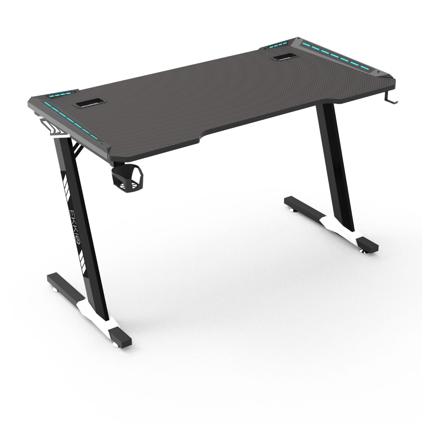 RGB lights Z-shaped gaming desk – Black