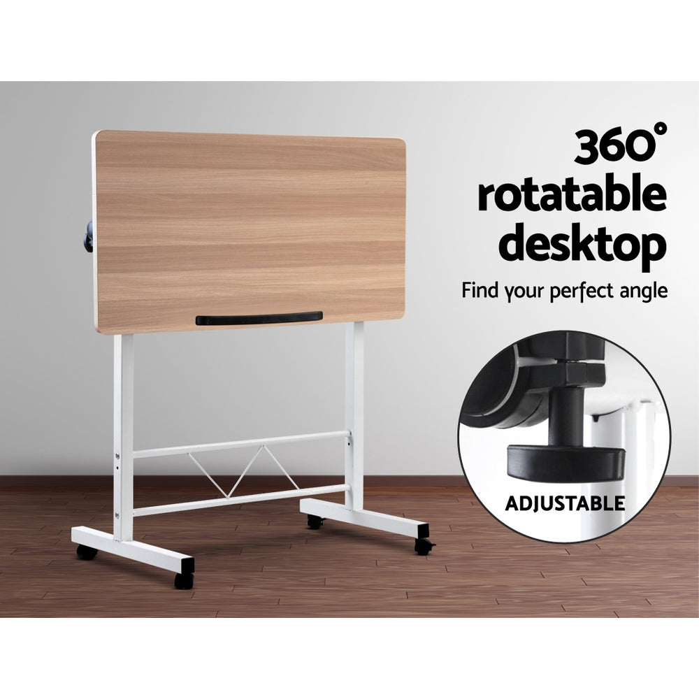 Adjustable laptop desk table – Light wood 80