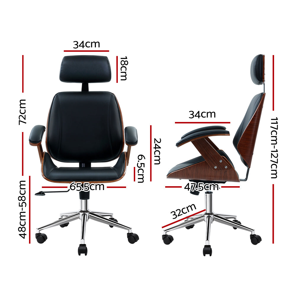 Premium wood & leather office chair