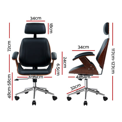 Premium wood & leather office chair