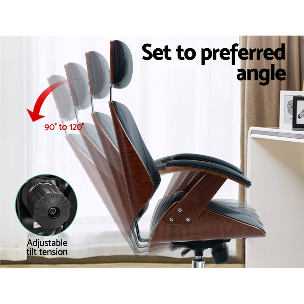 Premium wood & leather office chair