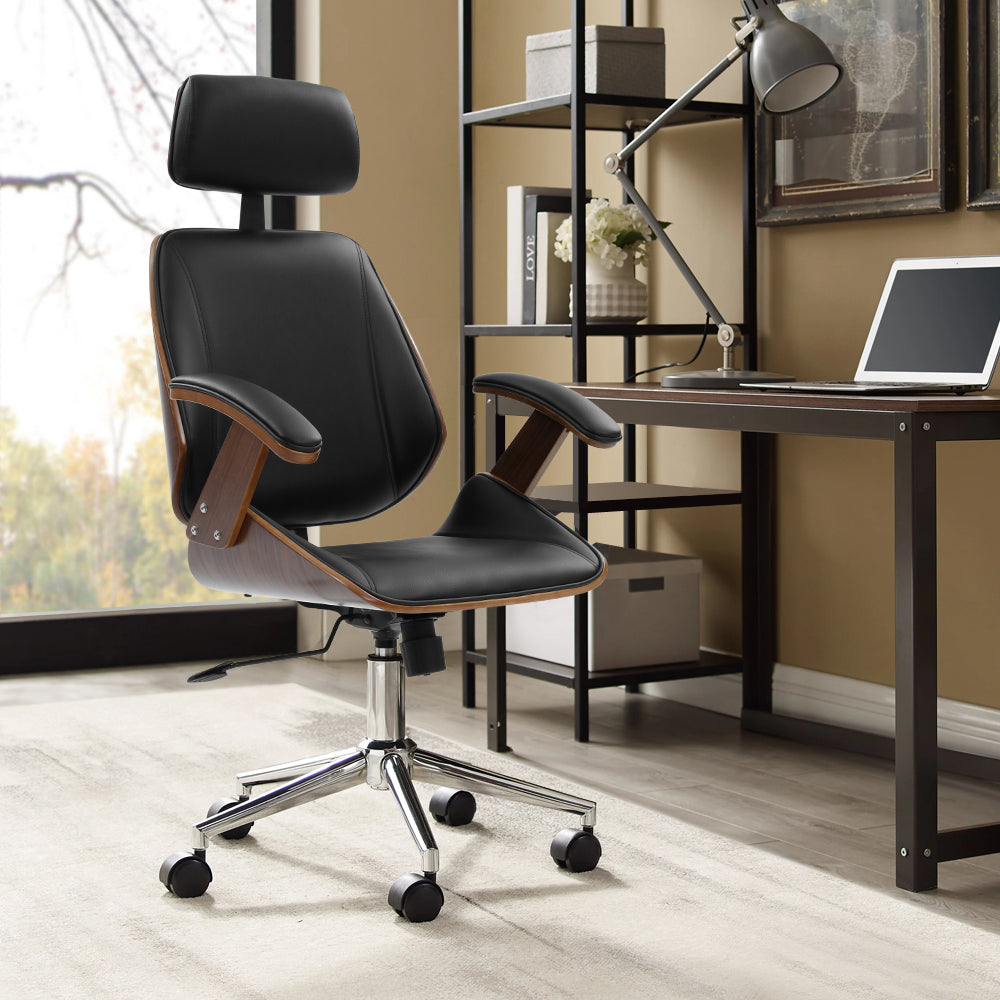 Premium wood & leather office chair